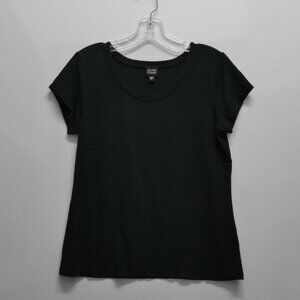 EILEEN FISHER Black Scoop Neck Viscose Stretch Short Sleeve Tee Top Size S